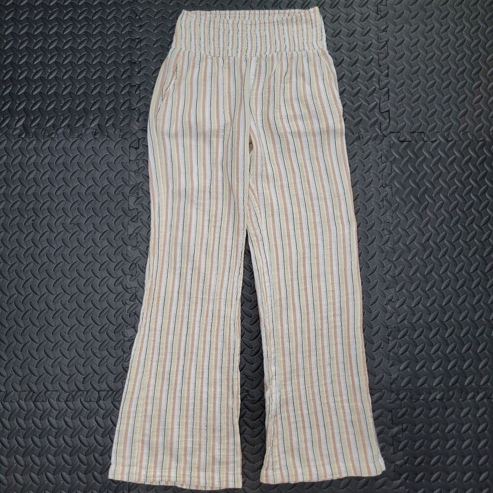 Billabong Striped Wide Leg Pants Women's Medium Beach Coastal Boho Pull On